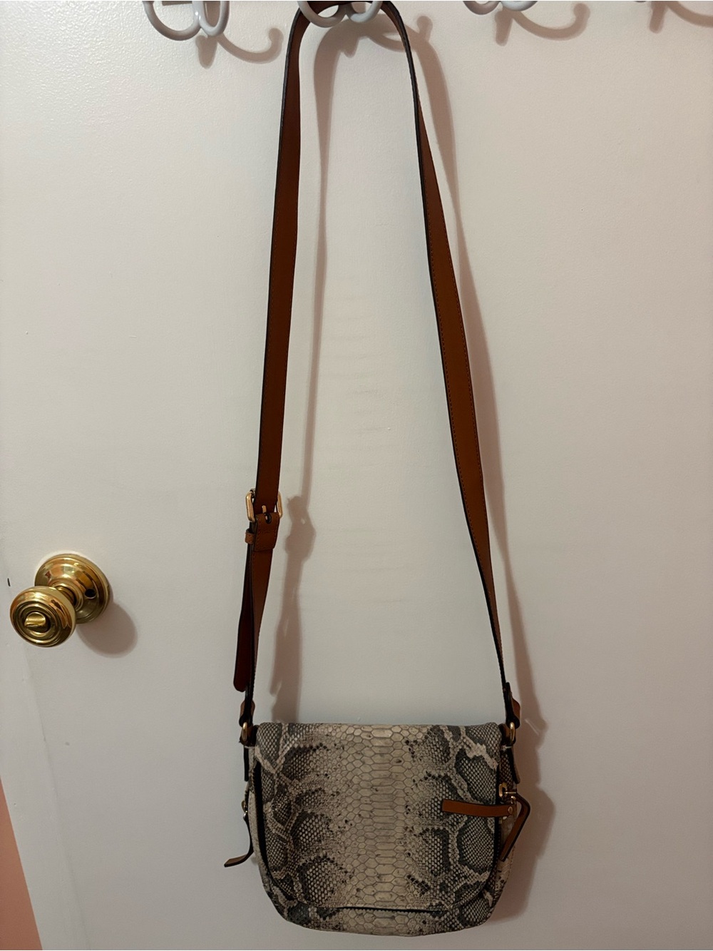 Vince Camino leather Snake-Print Crossbody Bag
